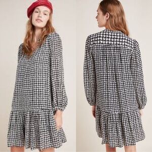 Maeve Black and White Houndstooth Mini Dress